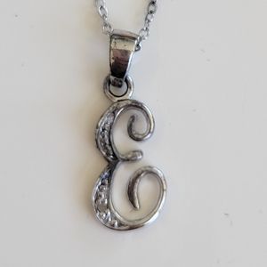 Avon Sterling Silver Diamond Accent "E" Initial Necklace